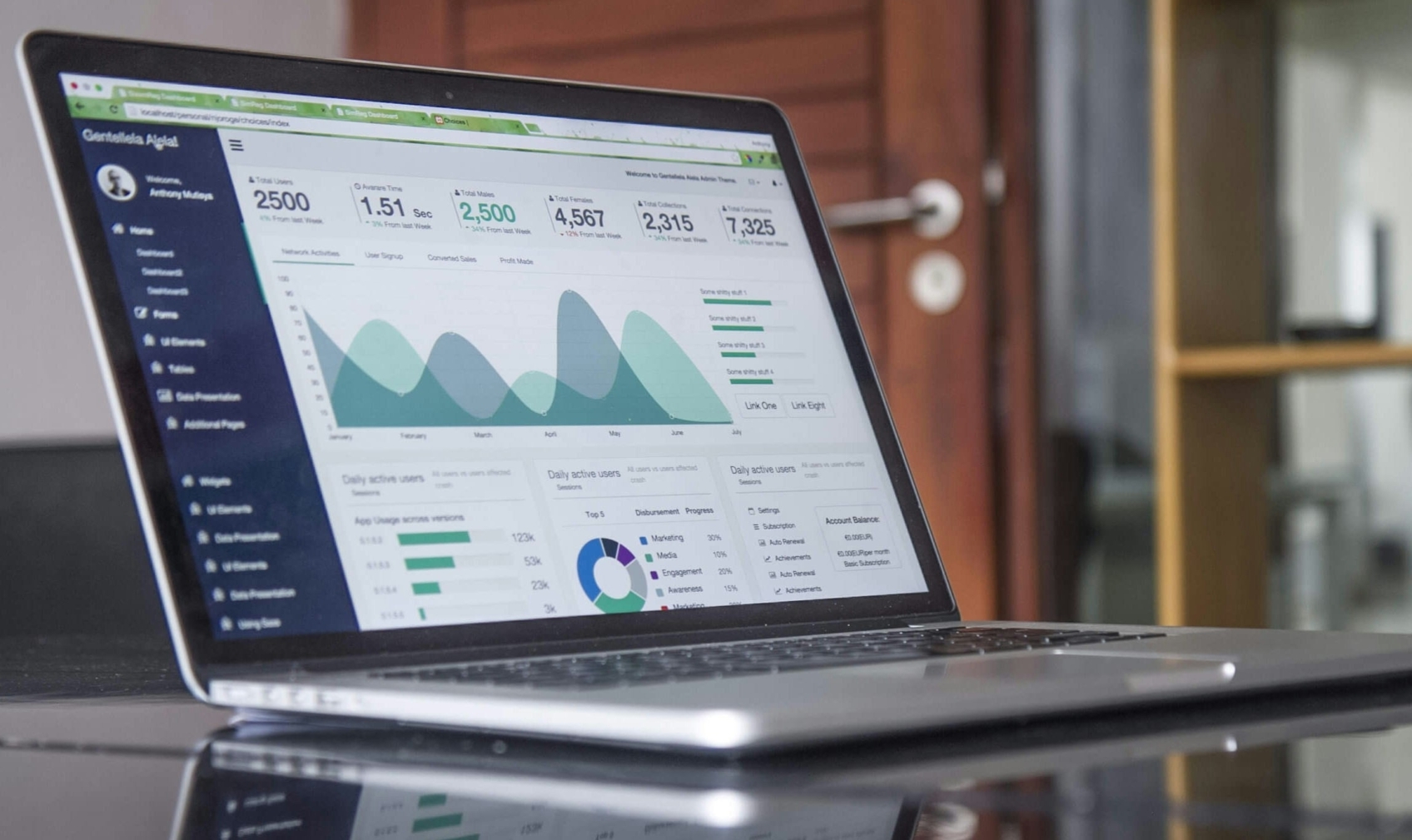 A laptop displaying website traffic data