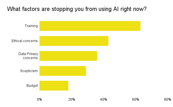 Graph showing what factors are stopping you from using AI right now